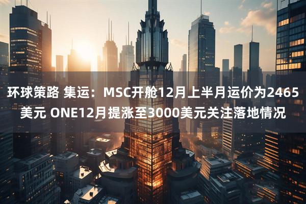 环球策路 集运：MSC开舱12月上半月运价为2465美元 ONE12月提涨至3000美元关注落地情况