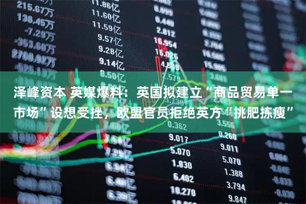 泽峰资本 英媒爆料：英国拟建立“商品贸易单一市场”设想受挫，欧盟官员拒绝英方“挑肥拣瘦”